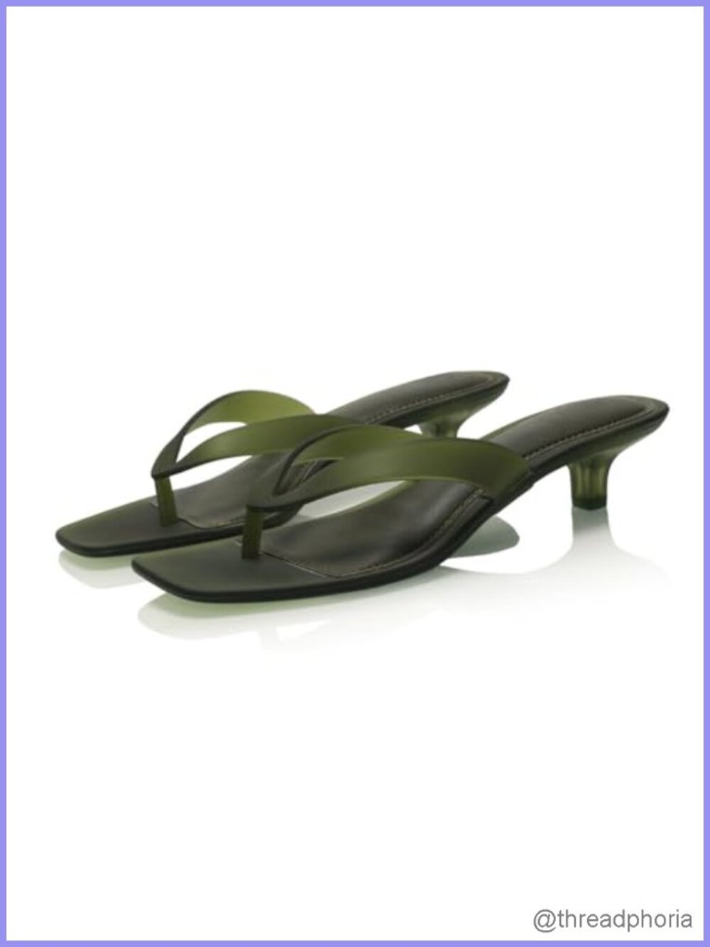 Women's Clear Kitten Heel Sandals Square Toe Thong Slip On Summer Beach Slides